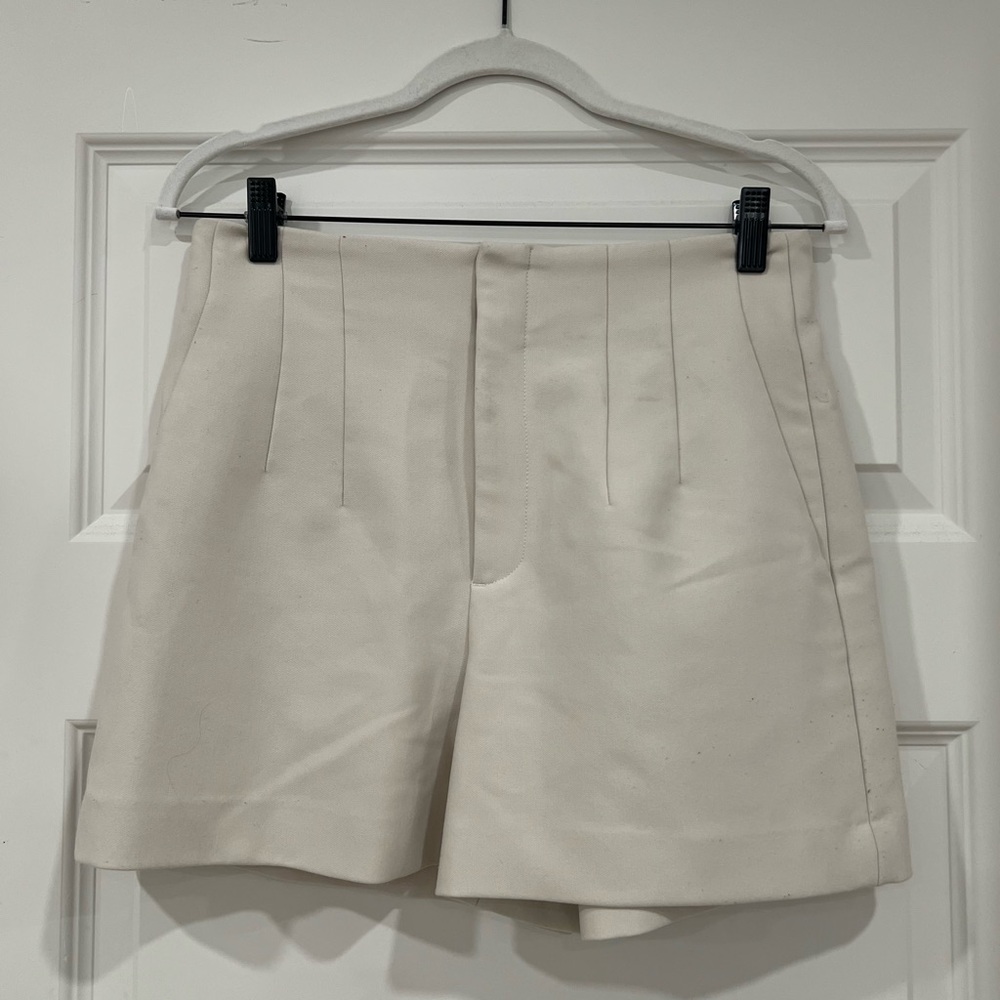 Zara Cream High-Rise Tailored Bermudas